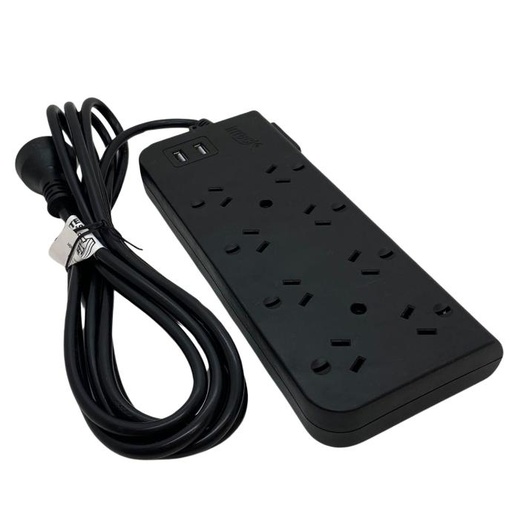 [PX8N-2USB-3] Zapatilla Inteck 8 tomas + 2 USB con cable 3mts y protector termico