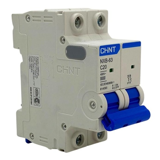 [NXB-63 2P C20 6kA] Termica Bipolar Chint 2x20A 6kA curva C Riel Din