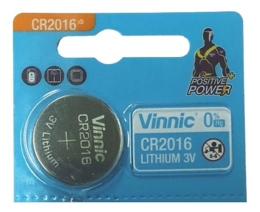 [VI6190CR2016] Vinnic Pila CR2016 LITIO BOTON  x unidad