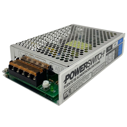 [S-75W-24V] Fuente 24V 3A Powerswitch gabinete metalico IP20 (S-75W-24V)