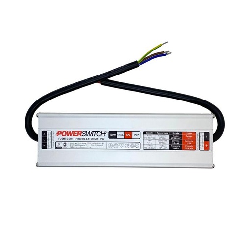 [BG-150W-12V] Fuente 12V 12,5A Powerswitch exterior IP67 (BG-150W-12V)