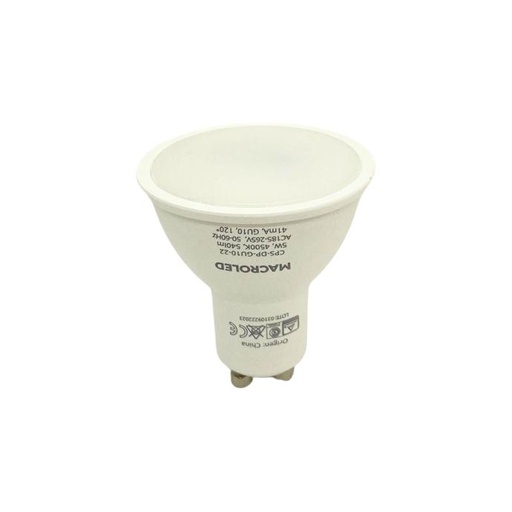 [CPS-DP-GU10-22NW] Dicroica de PVC Macroled 5W GU10 neutro (CPS-DP-GU10-22NW)