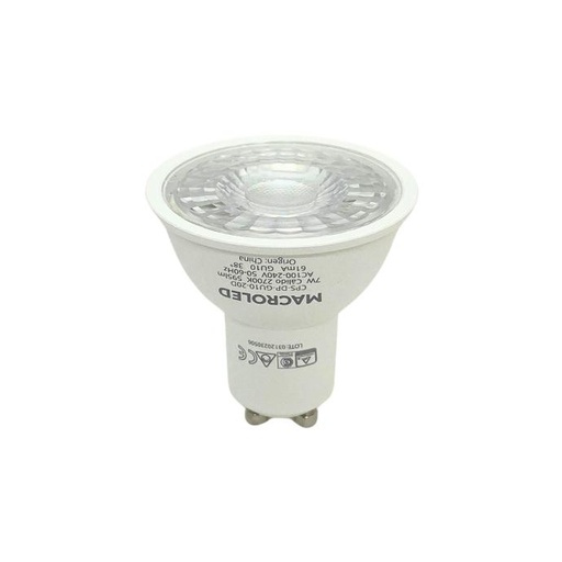 [CPS-DP-GU10-20DWW] Dicroica dimerizable de PVC Macroled 7W GU10 calido (CPS-DP-GU10-20DWW)