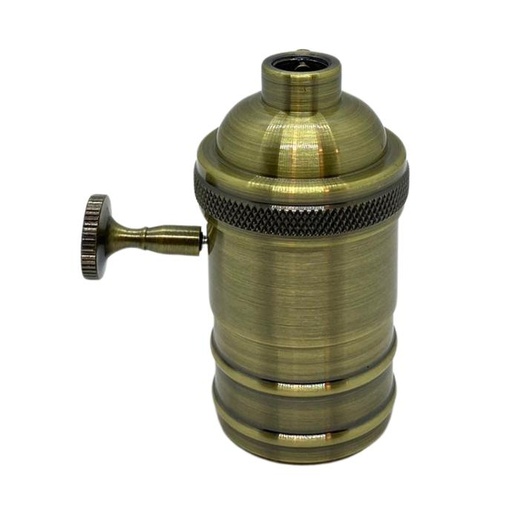 [PLV-VIN-P-E27-BR] Portalampara vintage Macroled E27 de aluminio con perilla color bronce (PLV-VIN-P-E27-BR)