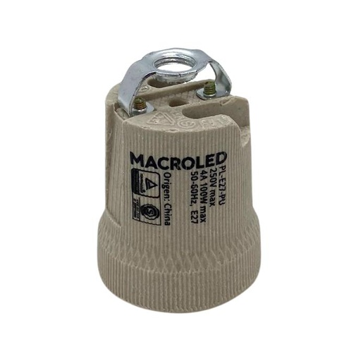[PL-E27-PU] Portalampara ceramico Macroled E27 con puente (PL-E27-PU)