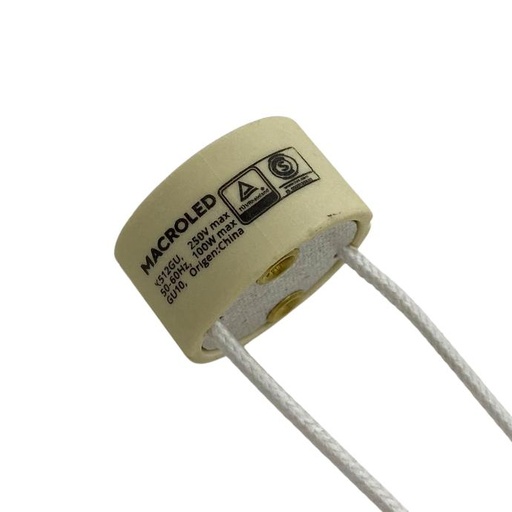 [K512GU] Conector ceramico GU10 Macroled con 15cm de cable entelado (K512GU)