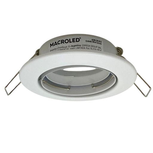 [ADM-D8-BCO] Aro de embutir Macroled para dicroica GU10 movil blanco 8cm  (ADM-D8-BCO)