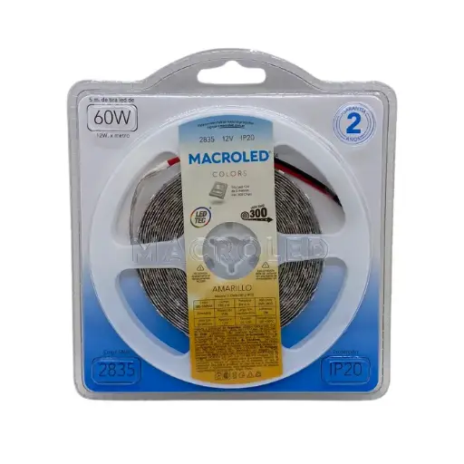 [Y-C300-FW12-IP20] Tira LED 5m 2835 Macroled 300 LEDs 12V amarillo (Y-C300-FW12-IP20)