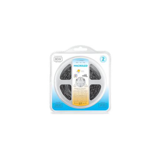 [WW-C600-FW12-IP20] Tira LED 5m blanco calido 2835 Macroled 600 LEDs 12V (WW-C600-FW12-IP20)