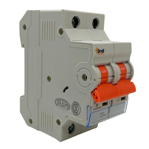 [TG-2P10A6KA] llave Termica Gralf 2P 10A 6KA Riel Din (EPB-63ME2PC1060) interruptor termomagnetico