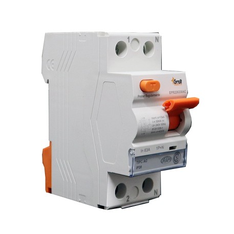 [TDG-1P+N63A] Disyuntor diferencial Gralf 1P+N 63A 30mA 10KA Riel Din (TDG-1P+N63A)