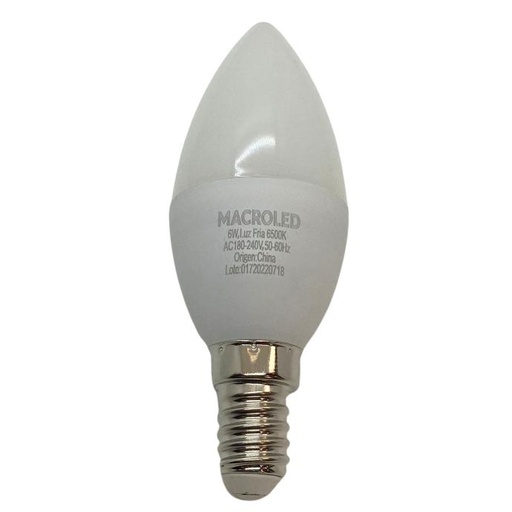 [C37-6-E14-CW] Foco vela C37 Macroled 6W E14 frio 6500K (C37-6-E14-CW)