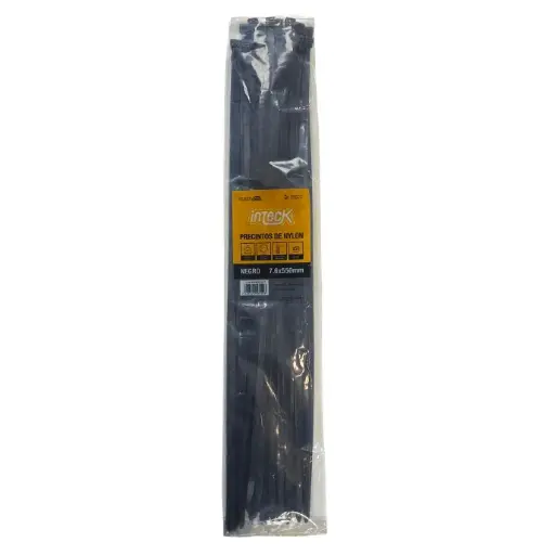 [PN76-550N] Precinto de nylon Inteck 7.6mmx55cm filtro uv negro x 50u