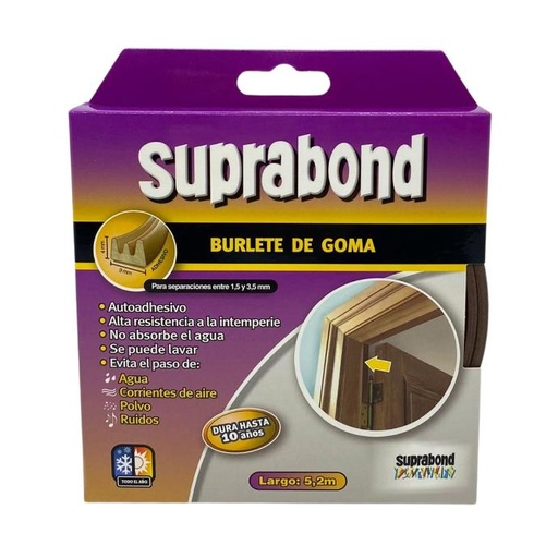[90623] Burlete de goma Suprabond perfil E autoadhesivo 5,2m marron (SLT E 5 M I)