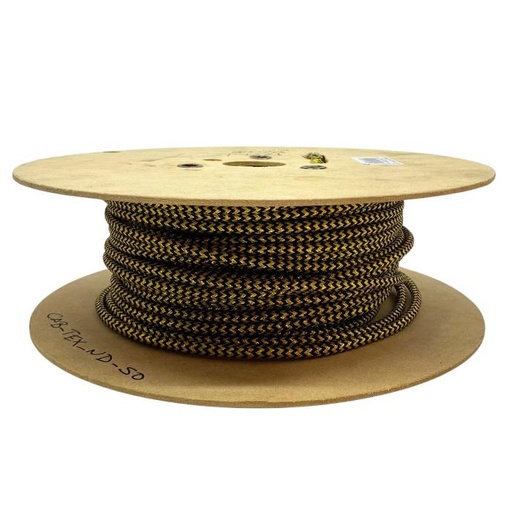 [CAB-TEX-ND-50_xmetro] Cable textil negro con dorado Macroled 2x0.5mm 300V x metro (CAB-TEX-ND-50)