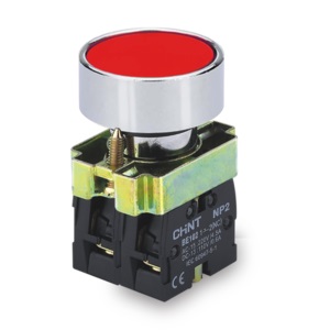 [NP2-BA42] Pulsador de cuerpo metalico de 22 mm ROJO con contacto NC