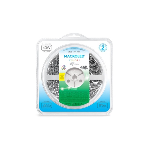 [G-C300-FW12-IP66] Tira LED Macroled 2835 verde IP66 5m 300 LEDs 12V (G-C300-FW12-IP66)